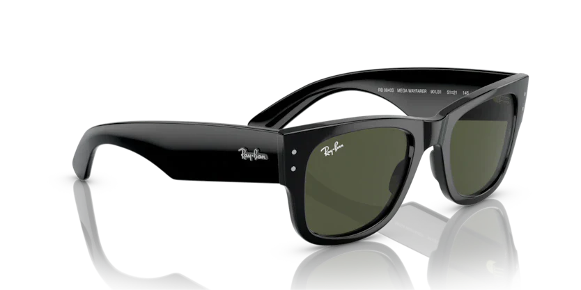 Lentes De Sol Rb Mega Wayfarer Rb0840s Negro Brilloso Verde G15