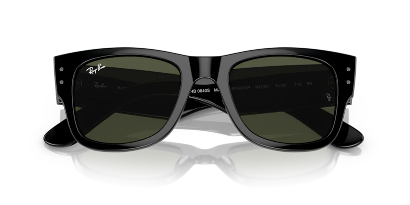 Lentes De Sol Rb Mega Wayfarer Rb0840s Negro Brilloso Verde G15
