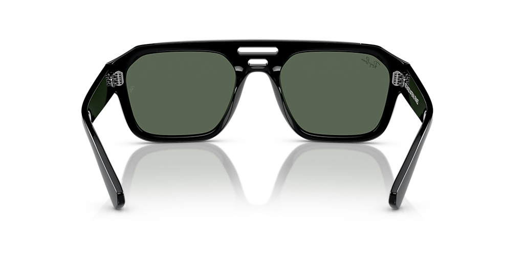Lentes De Sol Rb Corrigan Bio Based Rb4397 Negro Brilloso Verde G15