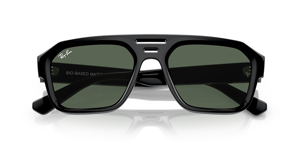 Lentes De Sol Rb Corrigan Bio Based Rb4397 Negro Brilloso Verde G15