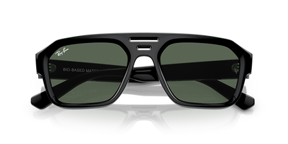 Lentes De Sol Rb Corrigan Bio Based Rb4397 Negro Brilloso Verde G15