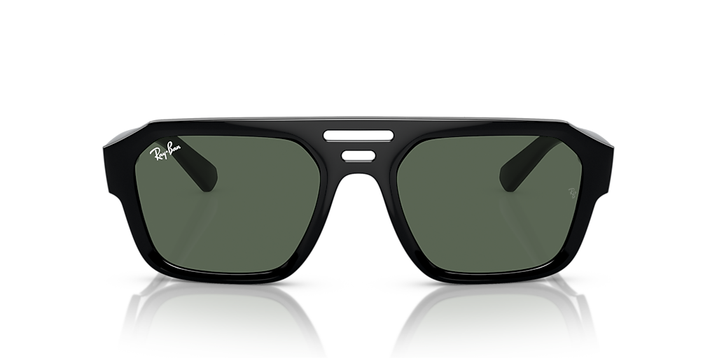 Lentes De Sol Rb Corrigan Bio Based Rb4397 Negro Brilloso Verde G15