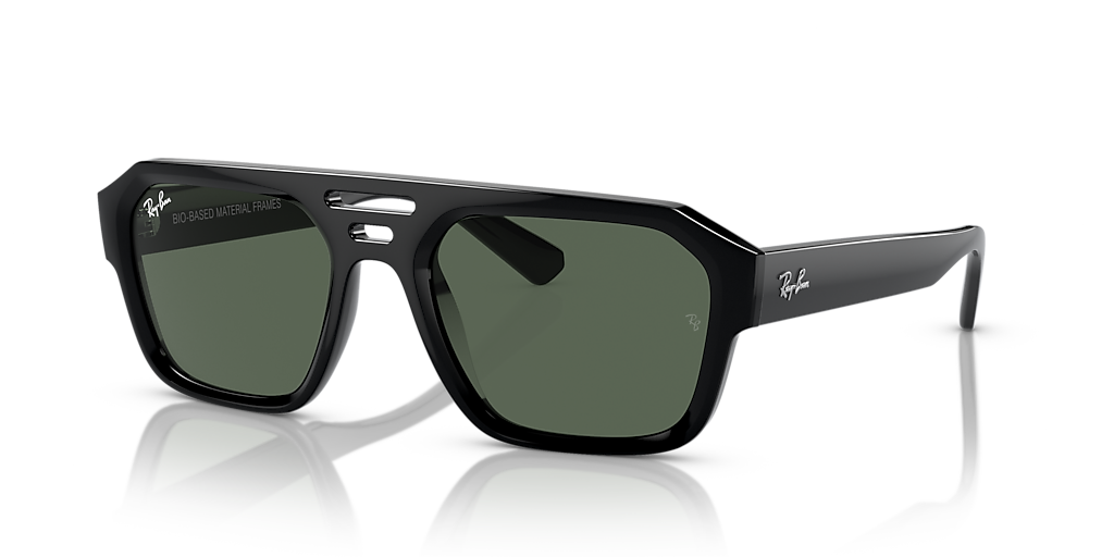 Lentes De Sol Rb Corrigan Bio Based Rb4397 Negro Brilloso Verde G15