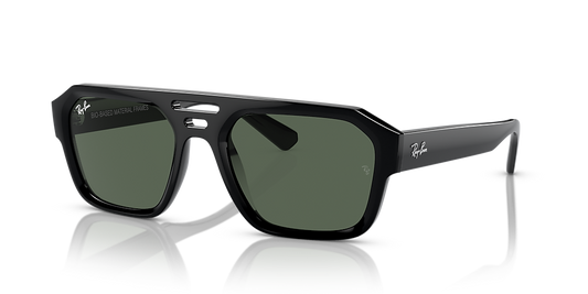Lentes De Sol Rb Corrigan Bio Based Rb4397 Negro Brilloso Verde G15