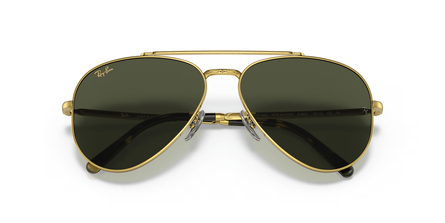 Lentes De Sol Rb Piloto New Aviado Rb3625 Dorado Verde