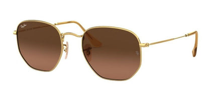 Lentes De Sol Rb Hexagonal Flat Rb3548n Dorado Café Degradad